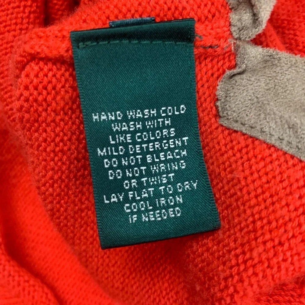 Lauren Ralph Lauren Wool Blend Suede Accent Boatneck Pullover Sweater Women's PM